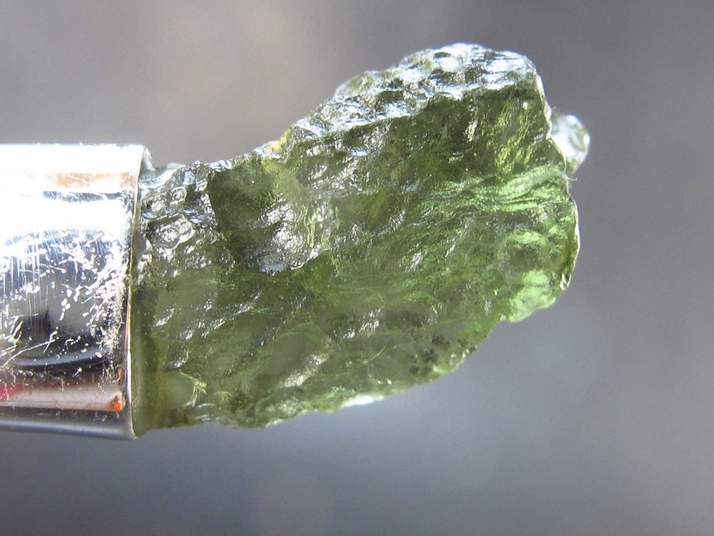 Raw Moldavite Tektite Silver Pendant from Czech Republic - 1.2" - 2.2 Grams