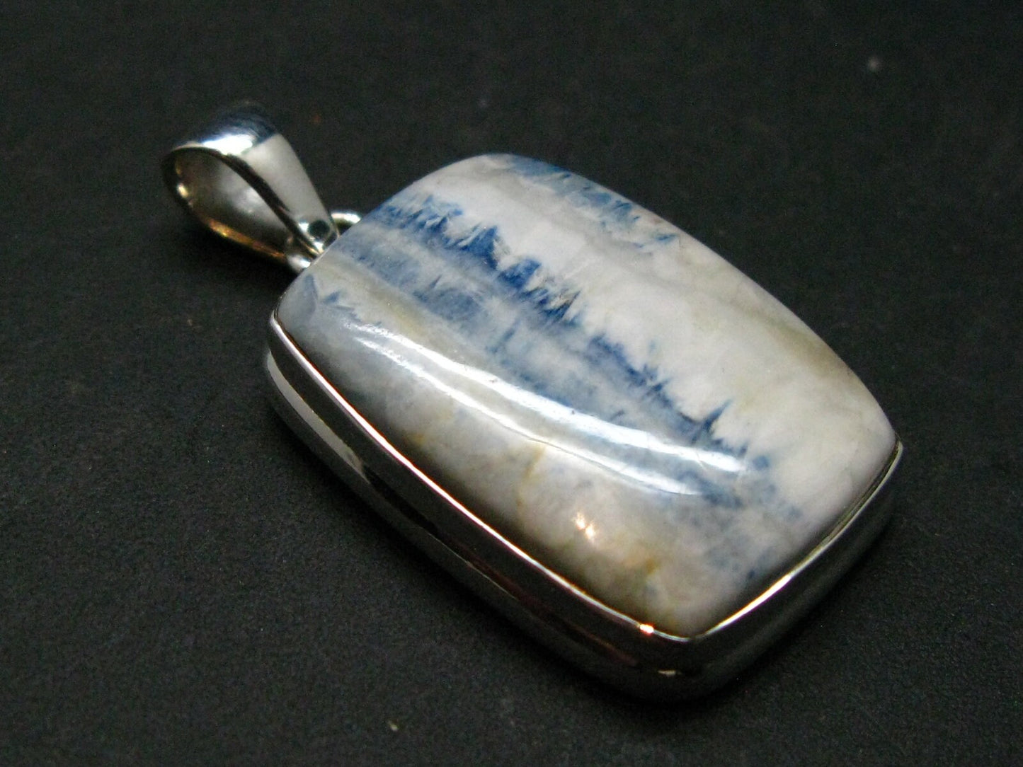 Rare Blue Scheelite Silver Pendant From Turkey - 1.5" - 9.00 Grams