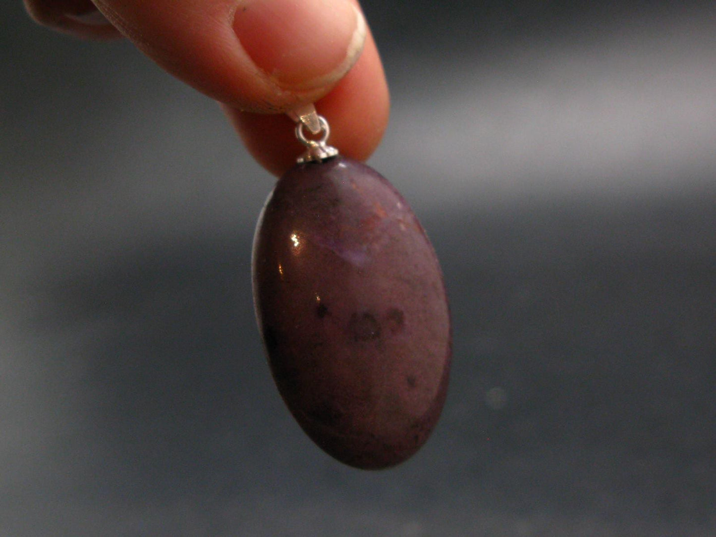 Purple Jade Silver Plated Pendant From Turkey - 1.4" - 5.16 Grams