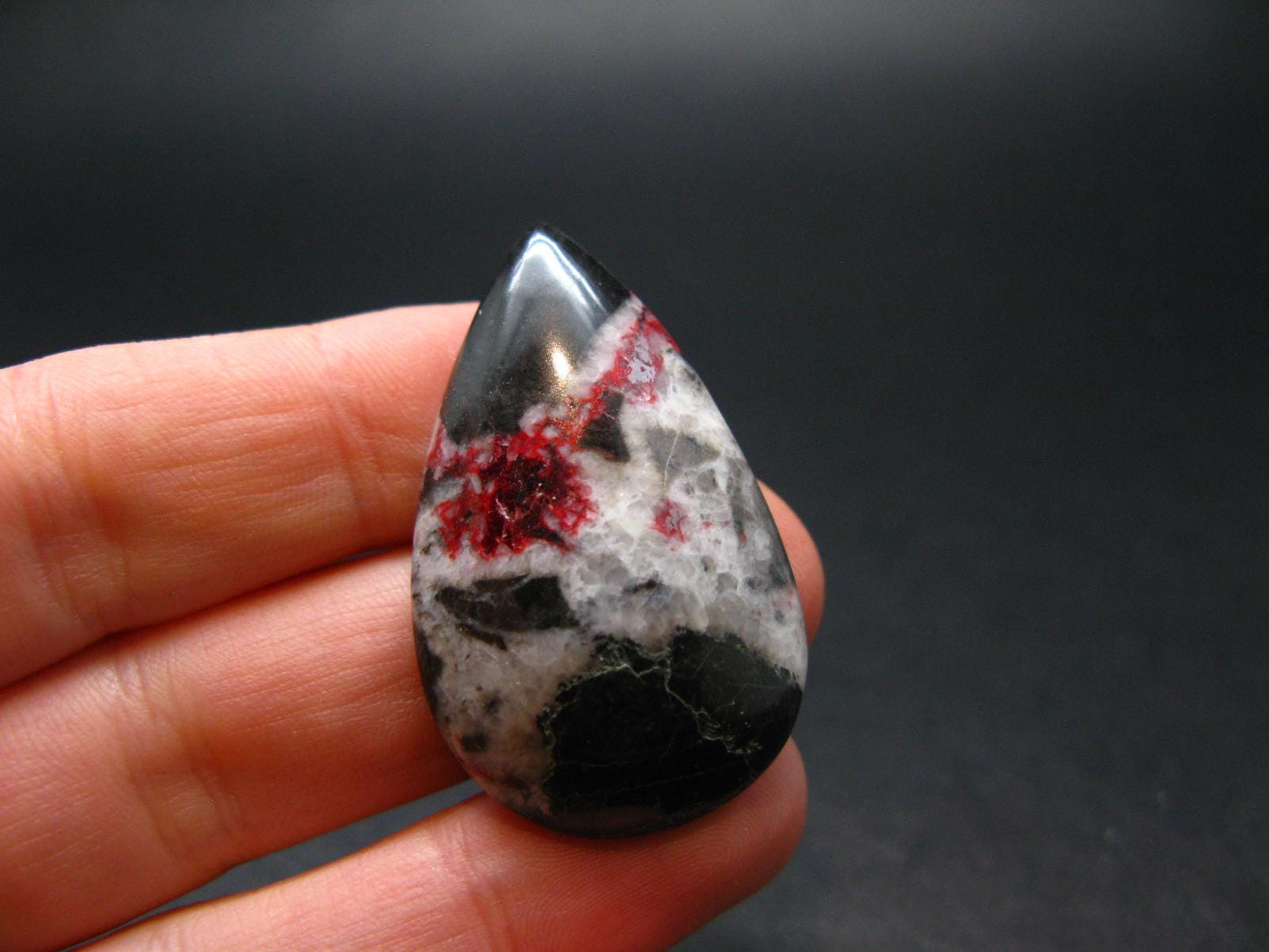 Cinnabar in Dolomite Cabochon from China - 9.24 Grams - 37 x 23 mm