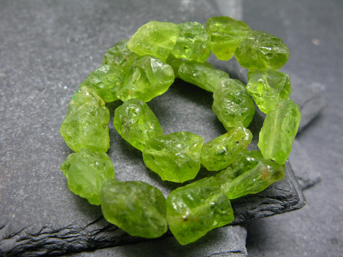Peridot Genuine Bracelet ~ 7 Inches ~ 12mm Crystal Beads
