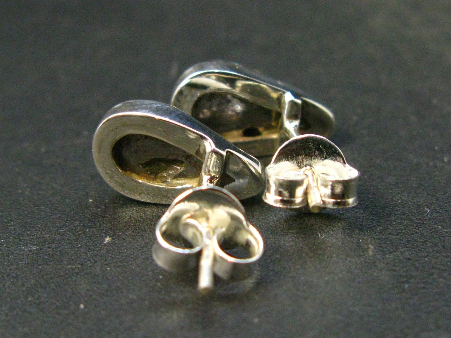 Natural Raw Meteorite Stud Earrings In Sterling Silver From Argentina - 0.7" - 3.95 Grams