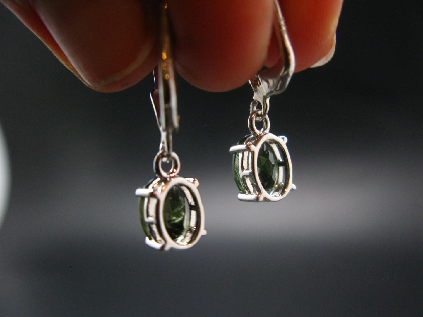 Moldavite Tektite Silver Earrings from Czech Republic - 1.95 Grams