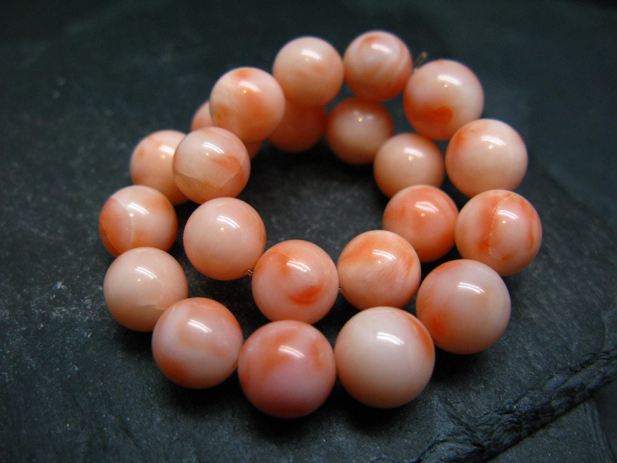 Angel Skin Coral Genuine Bracelet ~ 7 Inches ~ 9mm Round Beads