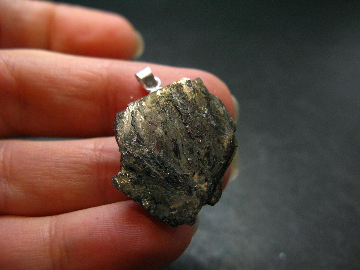 Large Hematite Silver Pendant from Brazil - 1.2" - 5.36 Grams