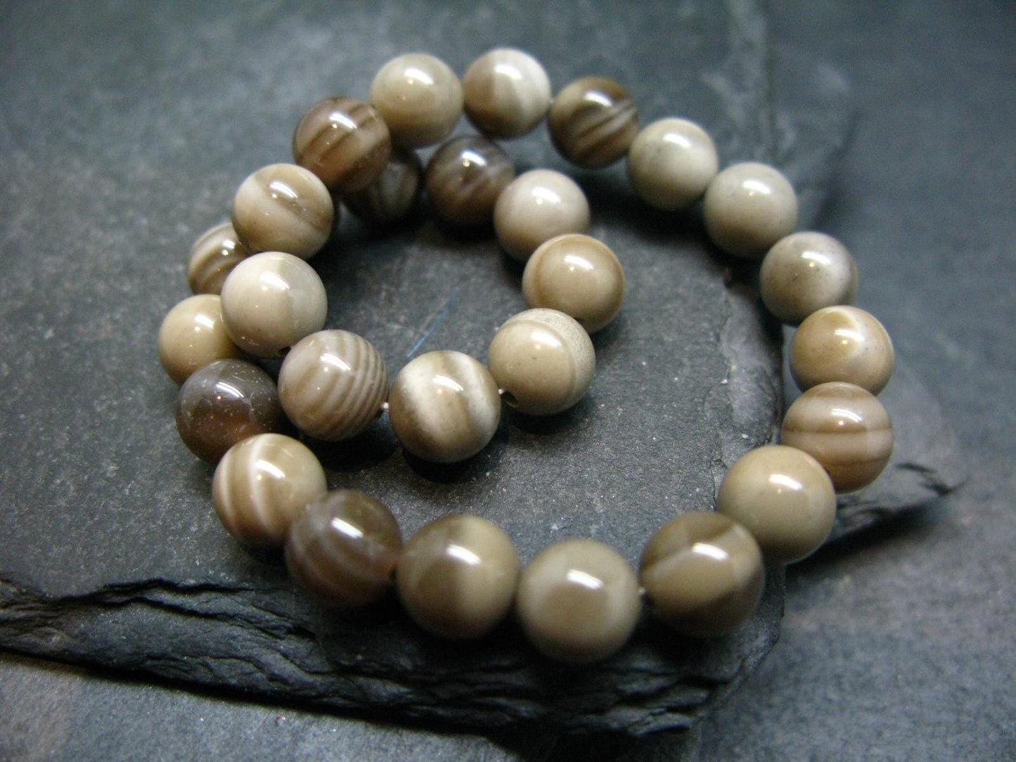 Flint Genuine Bracelet ~ 7 Inches ~ 6mm Round Beads