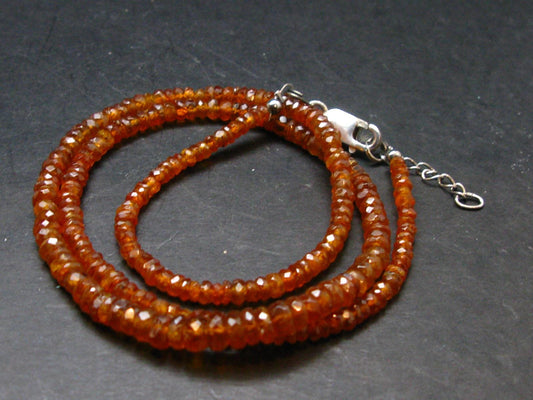 Orange Kyanite Genuine Necklace 4mm Faceted Beads - 18.37 grams