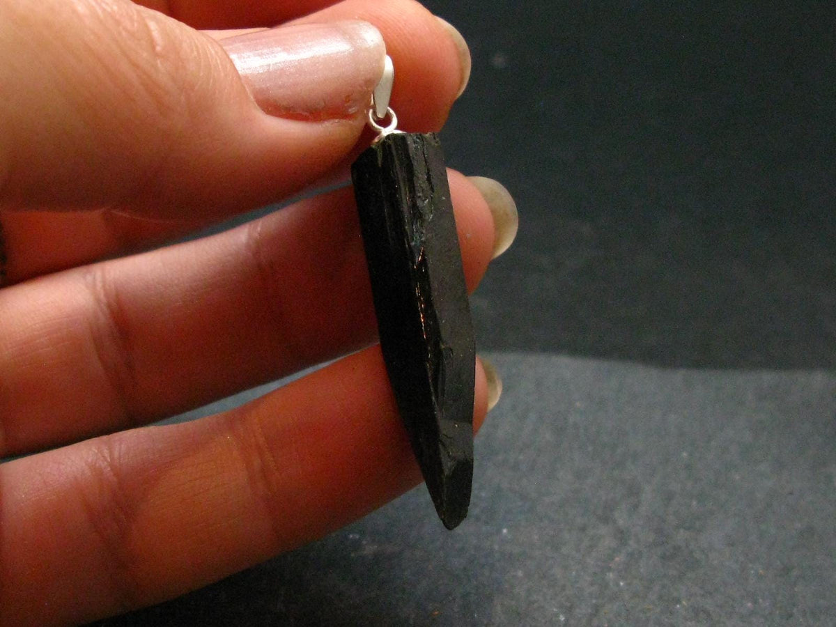 Aegirine Crystal Silver Pendant From Malawi - 1.6" - 2.88 Grams