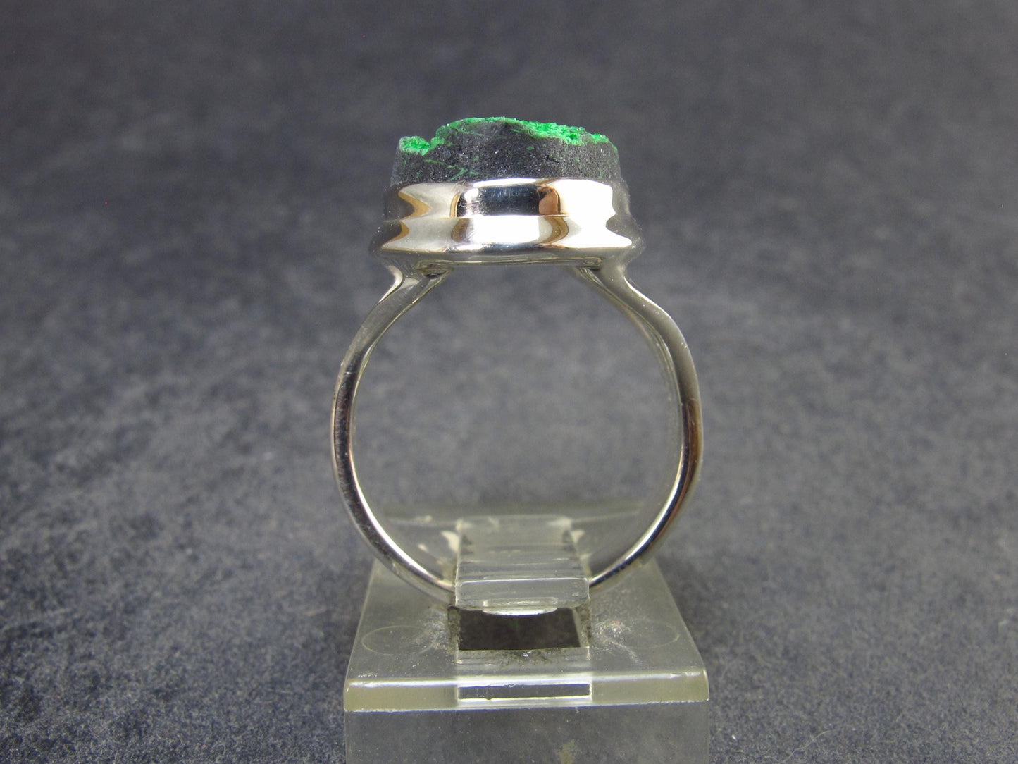 Uvarovite (Green Chromium Garnet) Cluster Silver Ring from Russia - Size 5.5 - 6.41 Grams