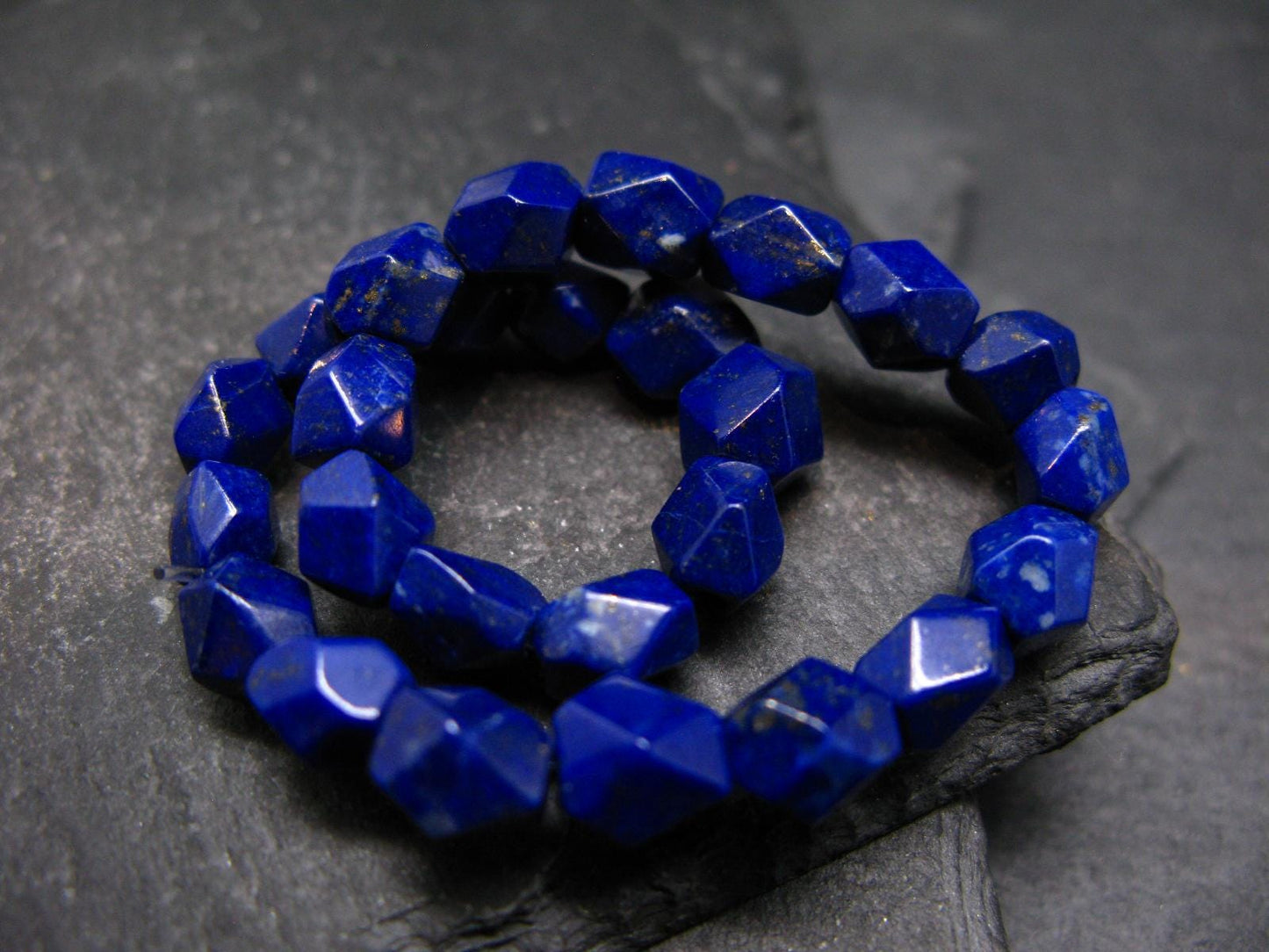 Lapis Lazuli Lazurite Genuine Bracelet ~ 7 Inches ~ 7mm Round Facetted Beads