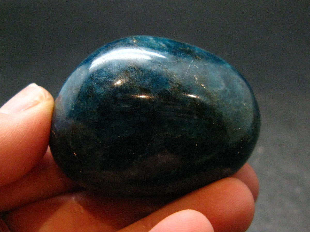 Neon Blue Apatite Tumbled Stone from Madagascar - 102.24 Grams - 1.9"