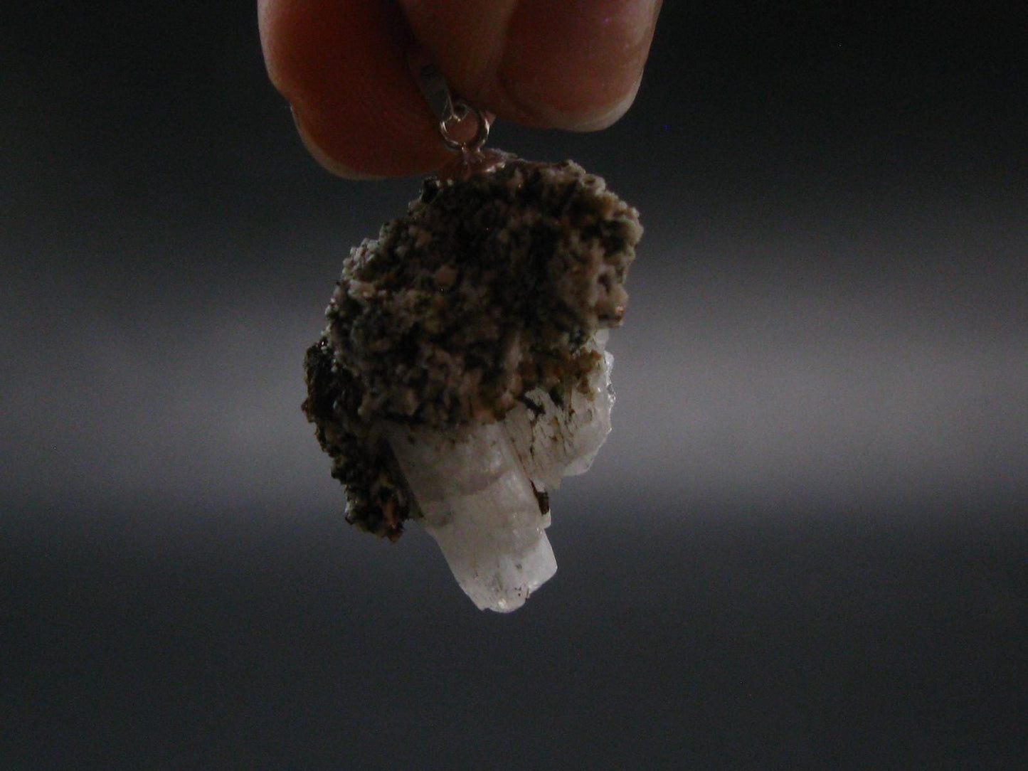 Natrolite Crystal Silver Pendant from Canada - 1.1" - 3.8 Grams