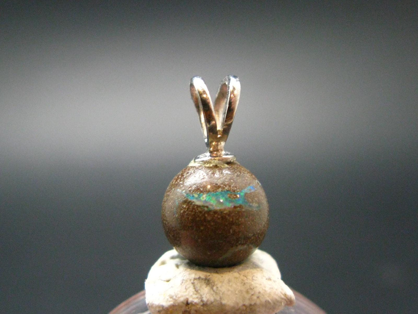 Rare Boulder Opal Silver Pendant from Australia - 0.6" - 1.44 Grams