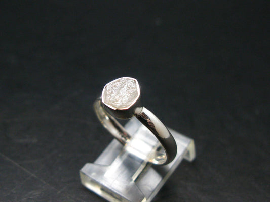 Very Rare White Cryolite 925 Silver Ring from Greenland - Size 8 - 1.81 Grams
