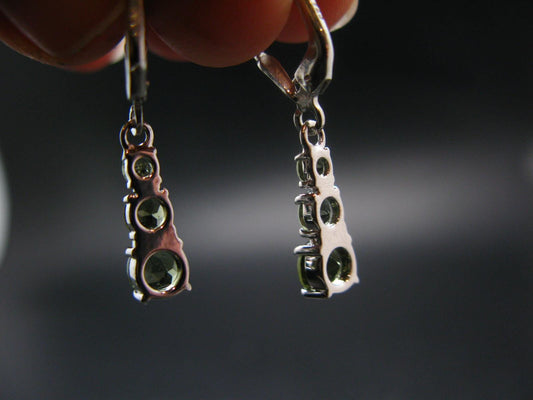 Moldavite Tektite Silver Earrings from Czech Republic - 2.20 Grams