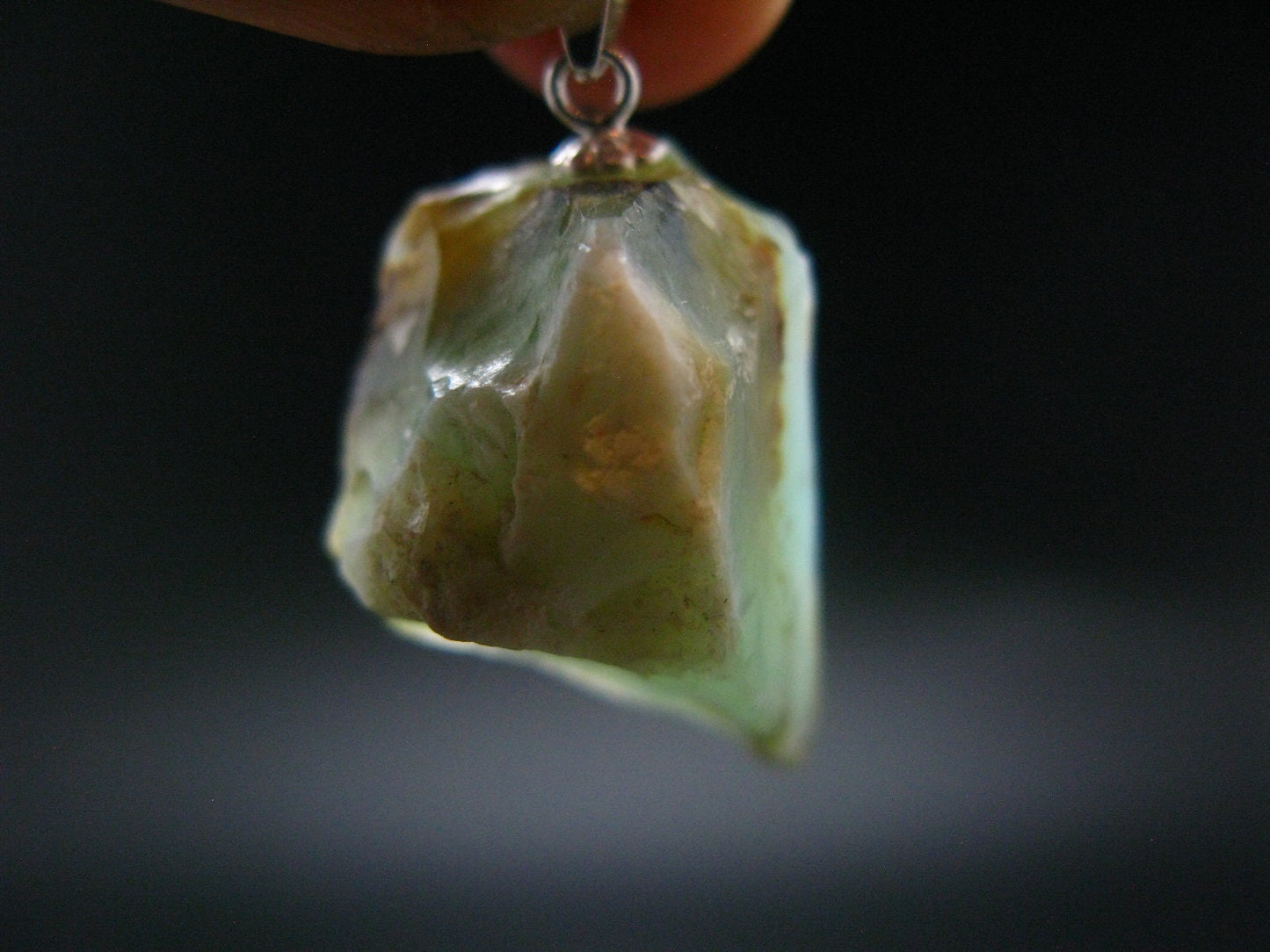 Andean Opal!! Natural Raw Greenish-Blue Opal Silver Pendant from Peru - 1.1" - 3.72 Grams