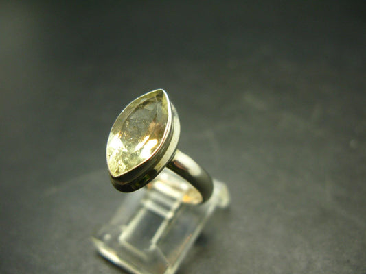 Libyan Desert Glass Tektite Sterling Silver Ring from Libya - Size 5 - 3.57 Grams