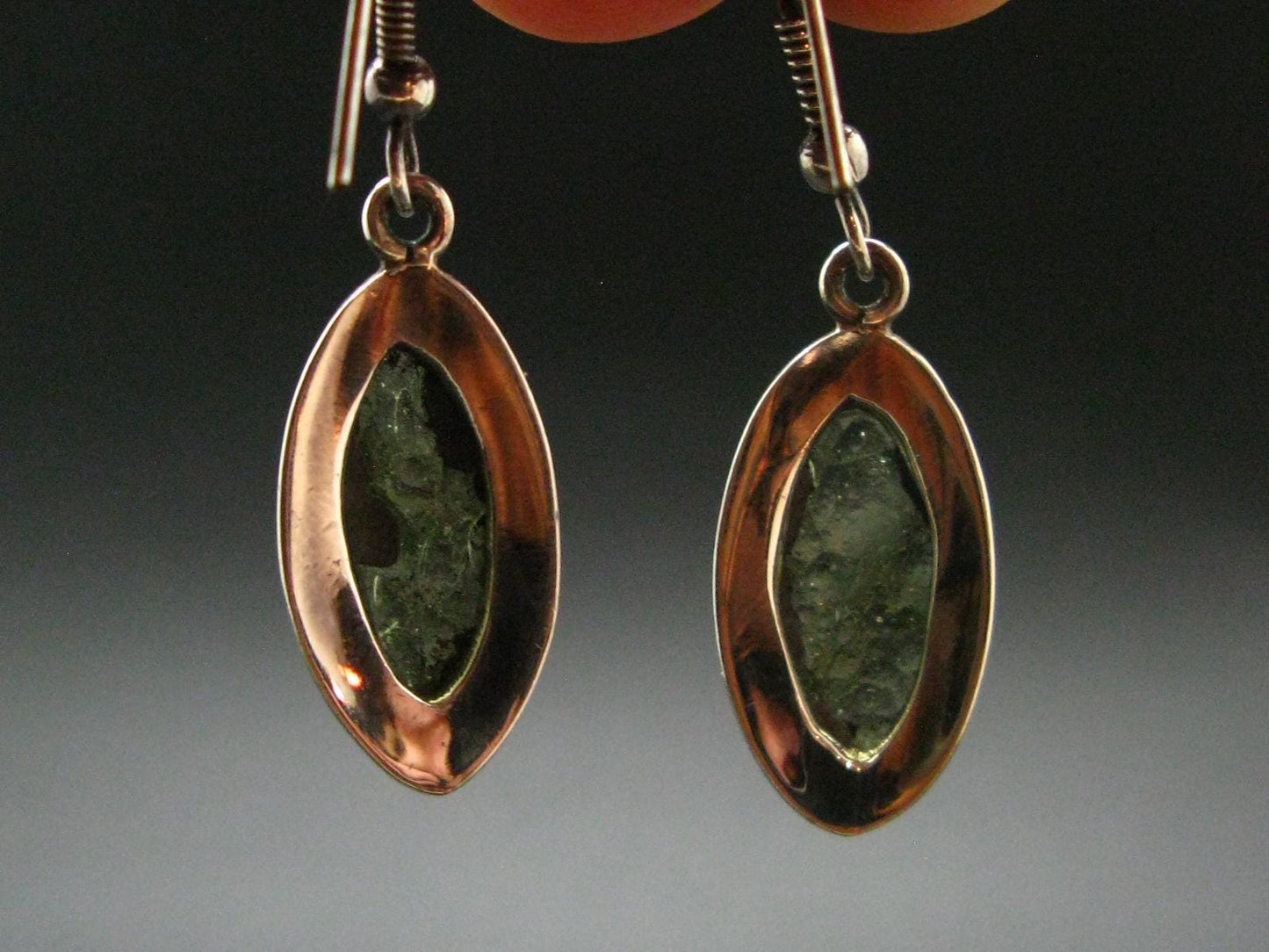 Moldavite Tektite Silver Earrings from Czech Republic - 5.62 Grams