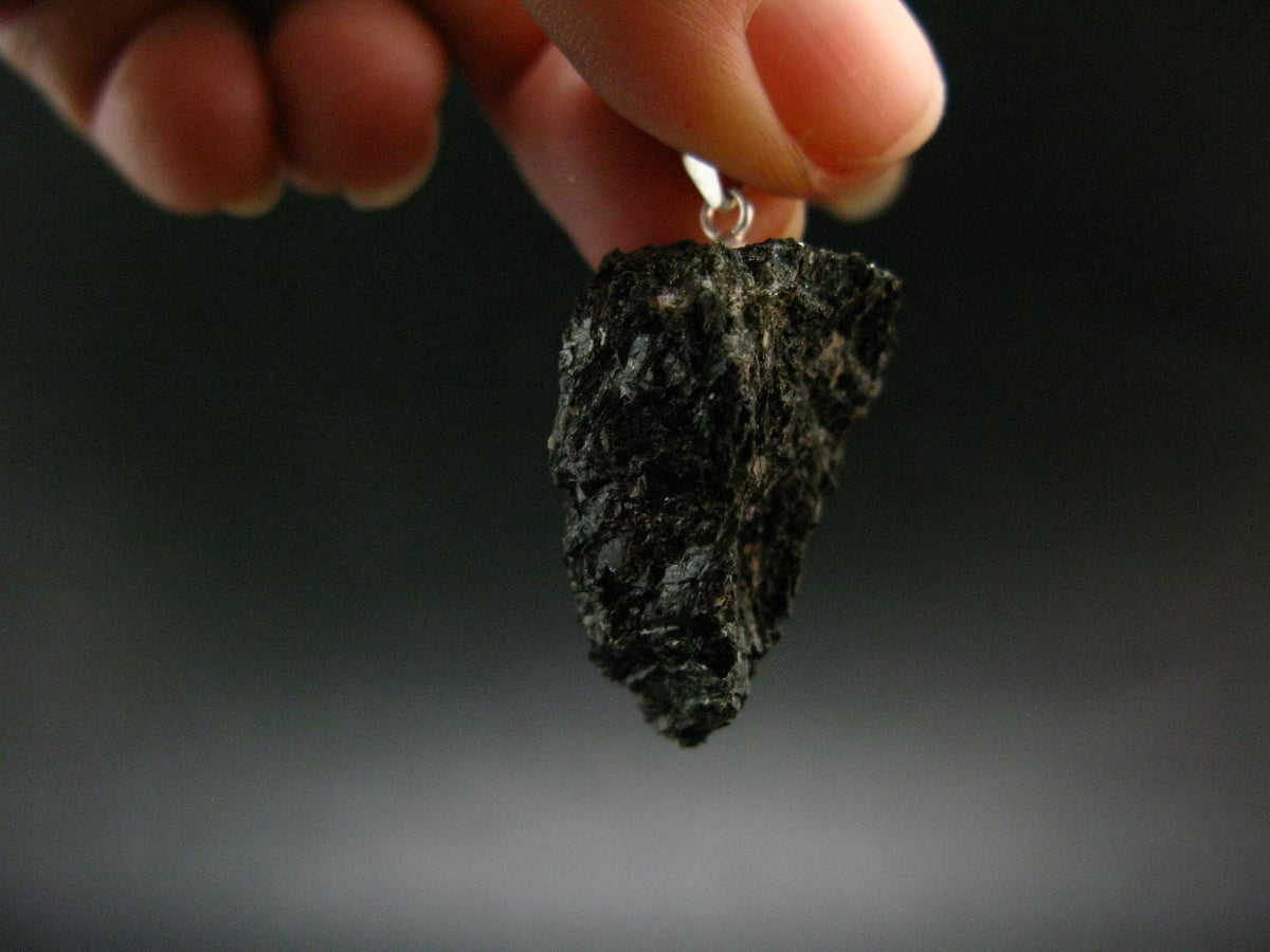 Silver Nuumite Nuummite Pendant From Greenland - 1.3"