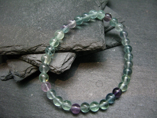 Fluorite Genuine Bracelet ~ 7 Inches ~ 6mm Round Beads