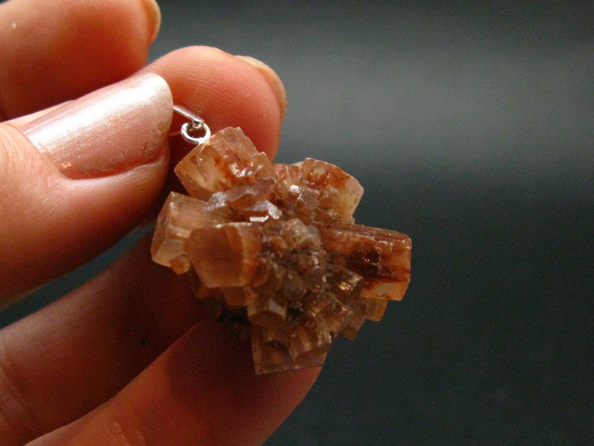 Terminated Aragonite Crystal Silver Pendant from Morocco - 1.2" - 7.73 Grams