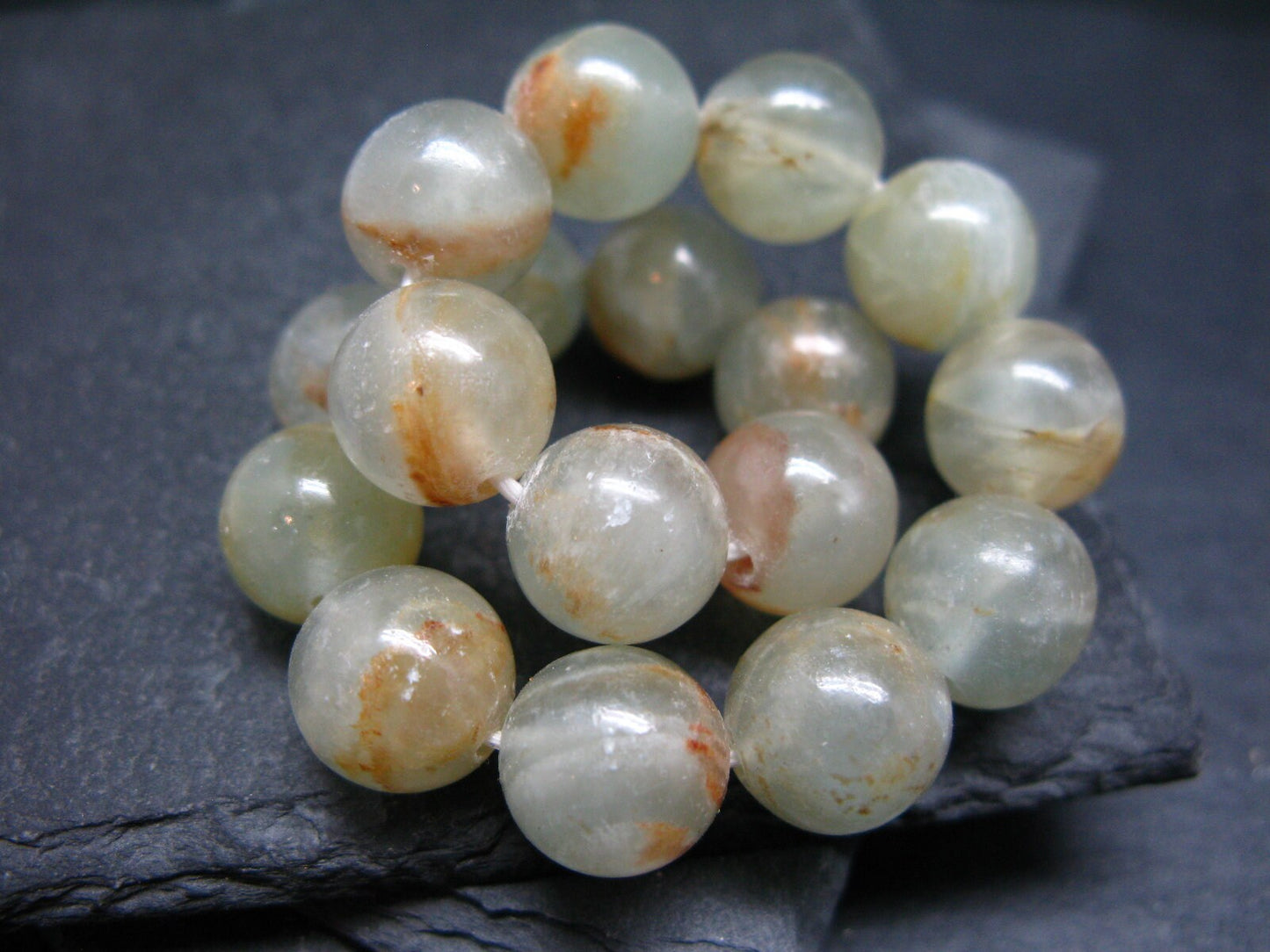 Lemurian Aquatine Calcite Genuine Bracelet ~ 7 Inches ~ 12mm Round Beads