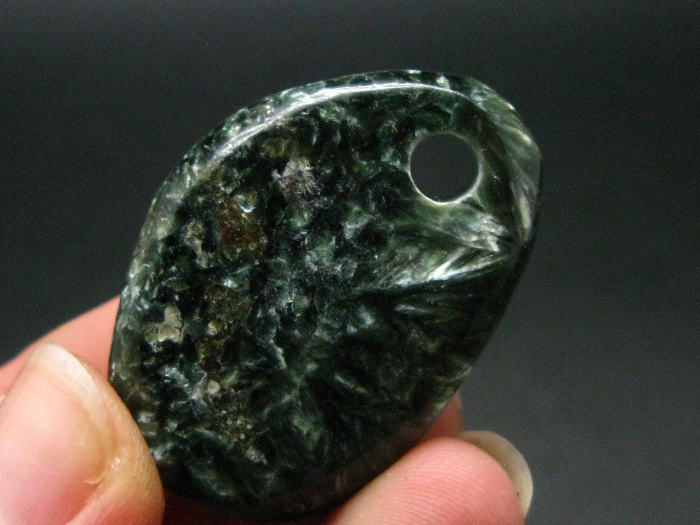 Polished Seraphinite Clinochlore Metal Free Pendant From Russia - 1.4"