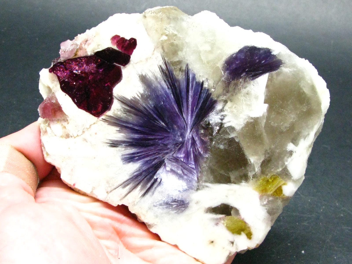 Stunning Tourmaline & Lepidolite in Quartz Slice From Russia - 4.6"