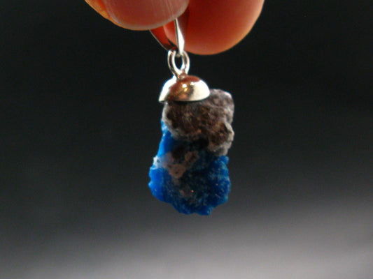 Cavansite Crystal Pendant In Sterling Silver From India - 1.1" - 2.71 Grams