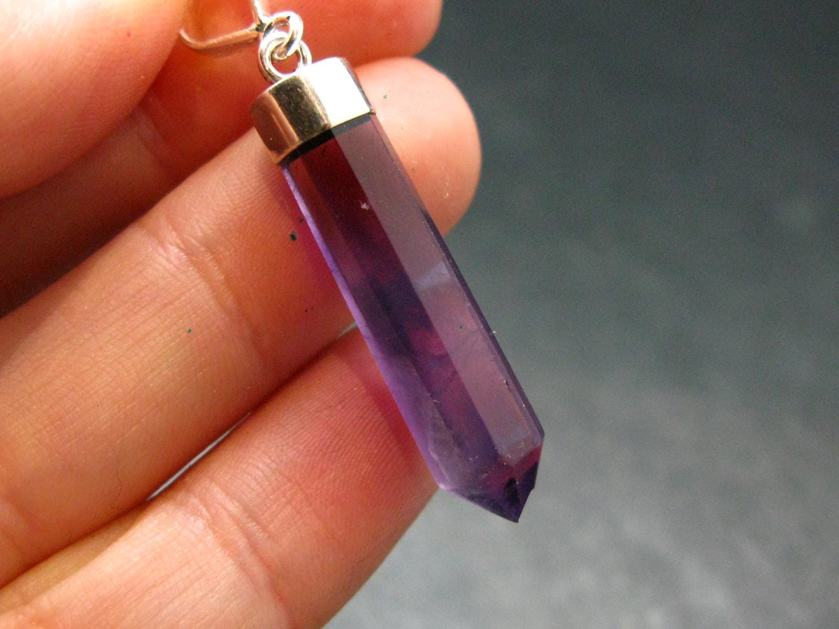 Large Genuine Rich Purple Amethyst Sterling Silver Pendant From Brazil - 1.7" - 3.27 Grams
