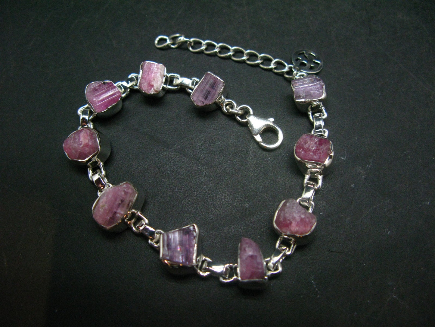 Pink Tanzanite Silver Bracelet From Tanzania - 7" - 15.7 Grams
