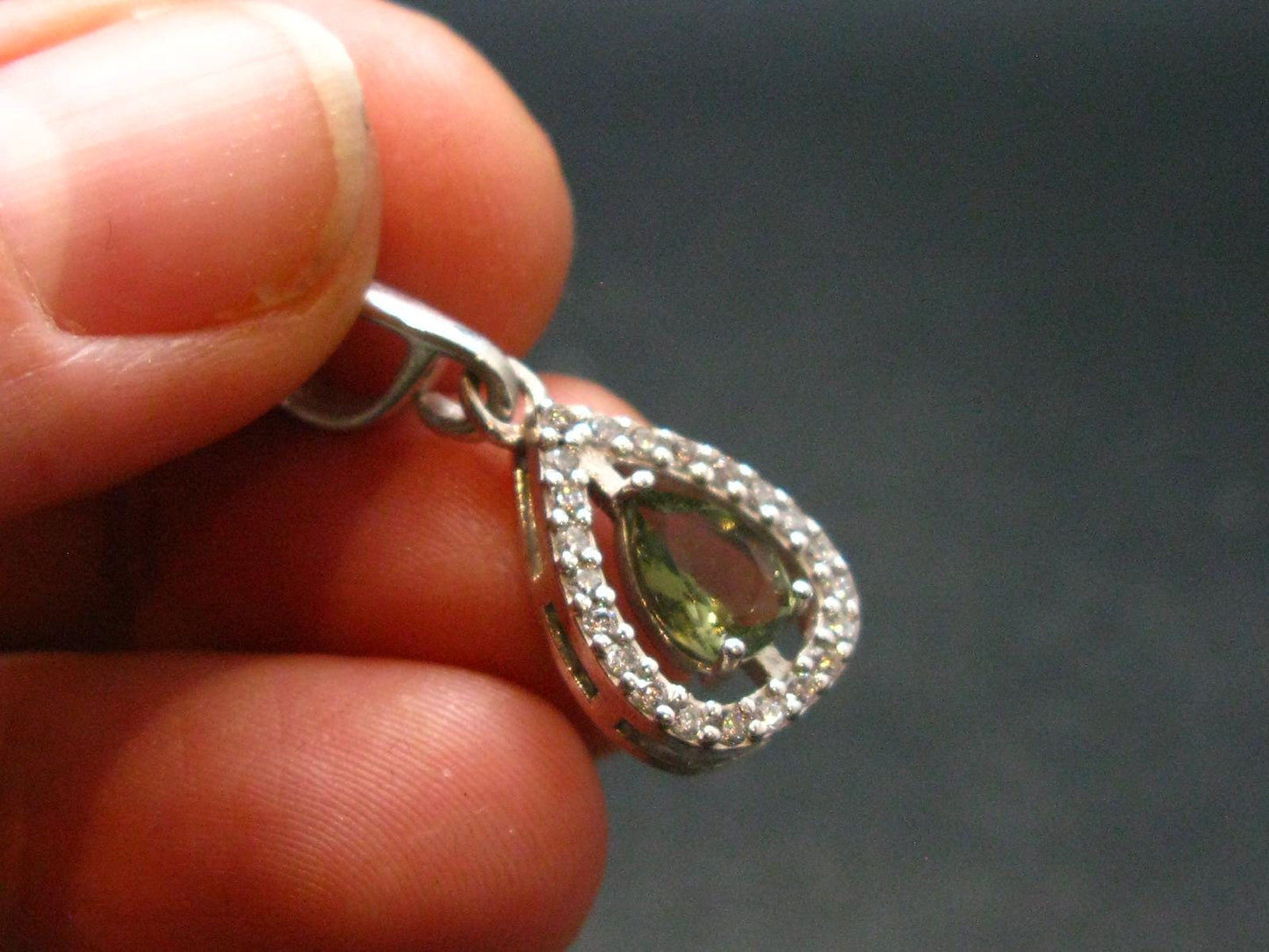 Moldavite Tektite Silver Pendant from Czech Republic - 1.0" - 1.85 Grams