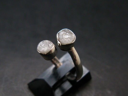 Very Rare White Cryolite 925 Silver Ring from Greenland - Size 8 - 2.38 Grams