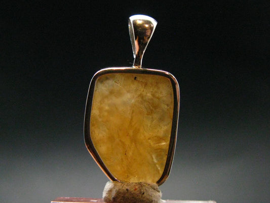 Large Natural Agni Gold Danburite Sterling Silver Pendant from Tanzania - 1.1" - 3.63 Grams