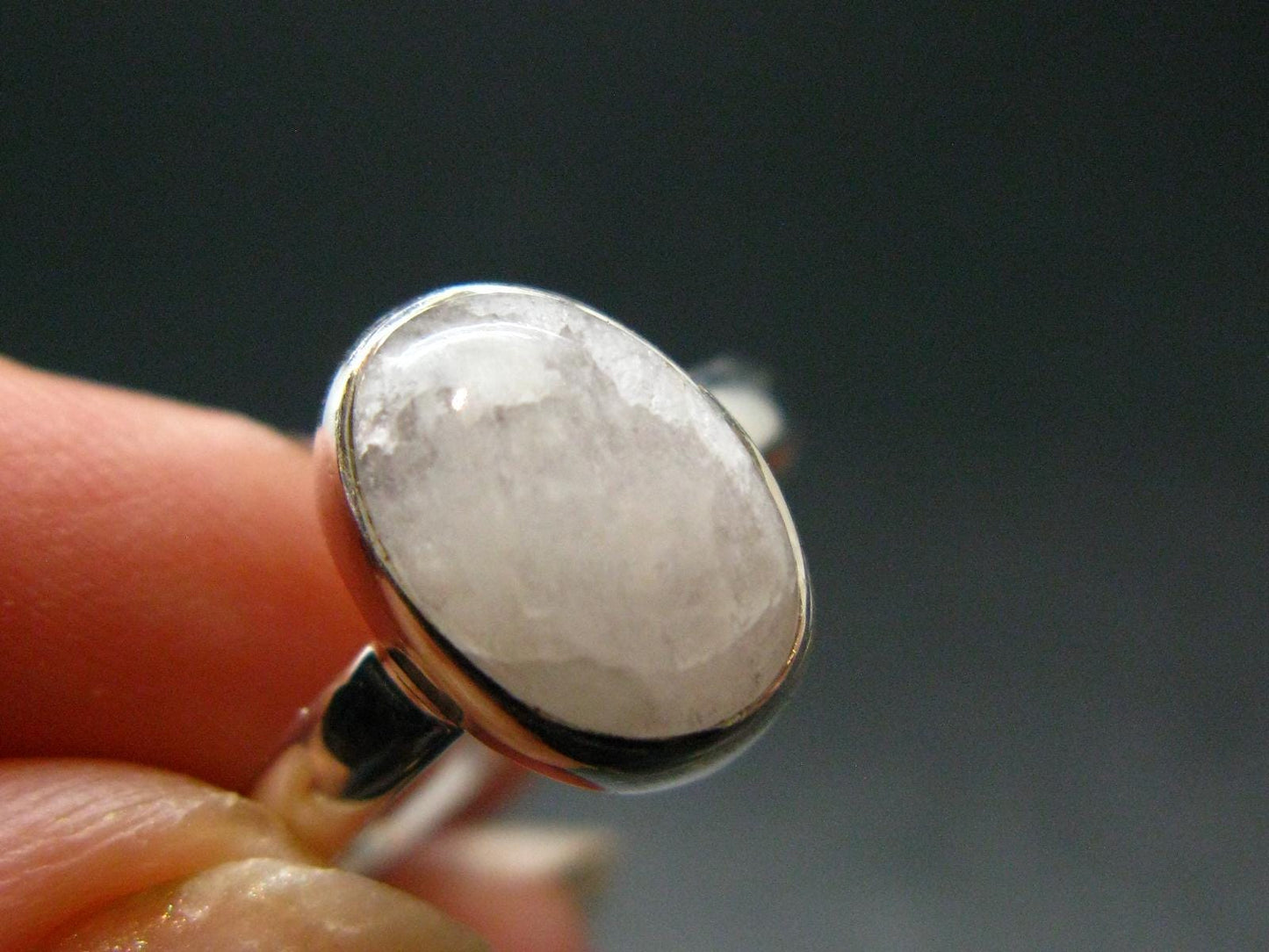 Natrolite Silver Cabochon Ring From Russia - 2.47 Grams - Size 8.0