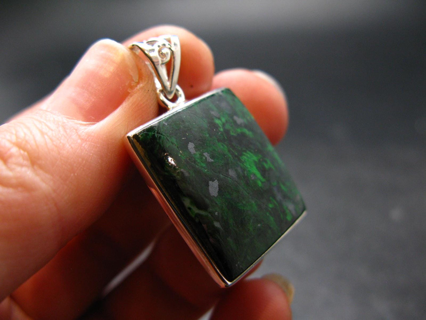 Extremely Rare Natural Maw Sit Sit Crystal Silver Pendant from Myanmar - 1.3" - 5.57 Grams