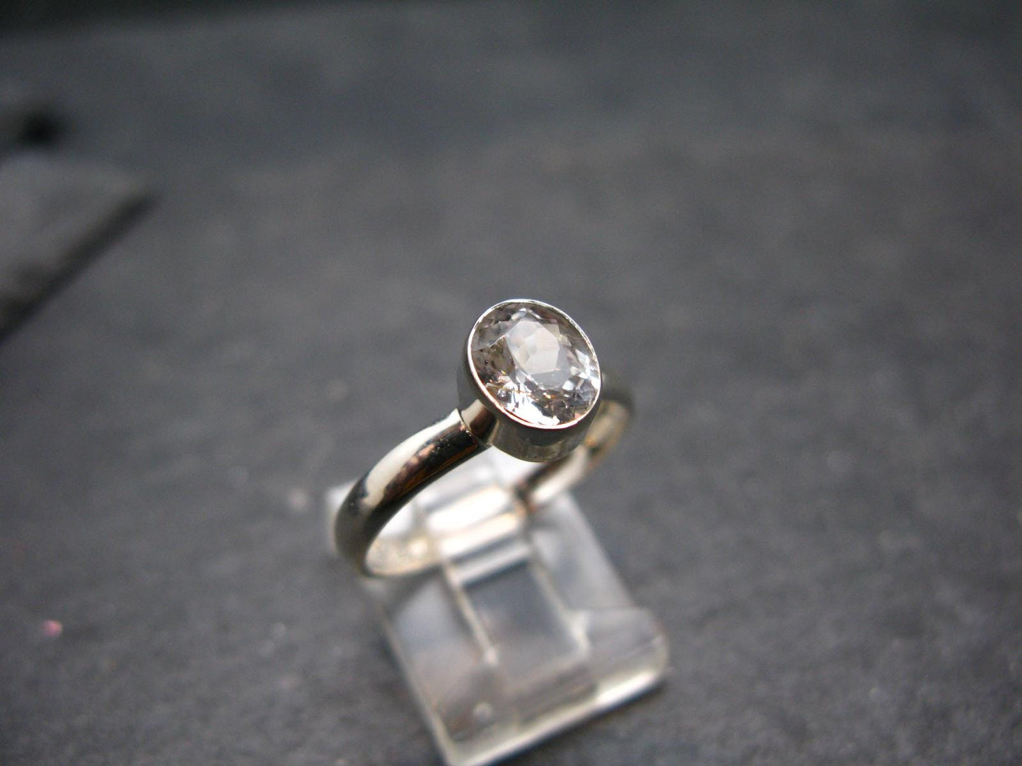 Phenakite Phenacite Crystal Facetted Silver 1.71 Carats Ring From Russia - Size 8 - 2.03 Grams