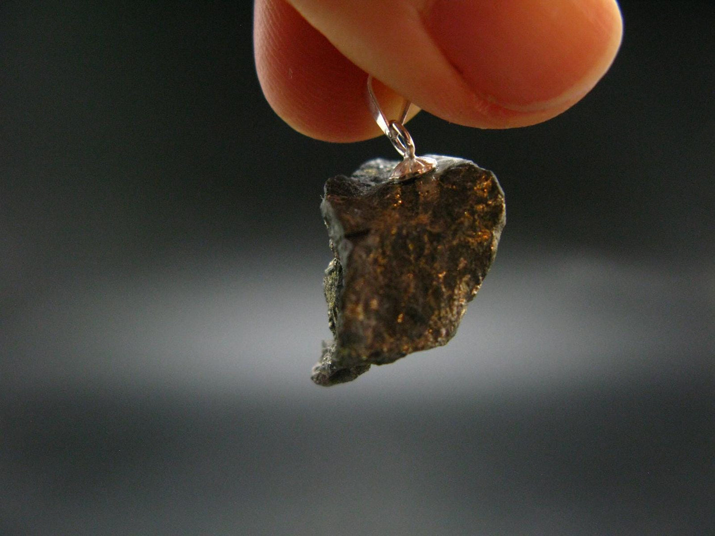 Healers Gold Pyrite With Magnetite Raw Stone Silver Pendant From USA - 1.0" - 4.07 Grams