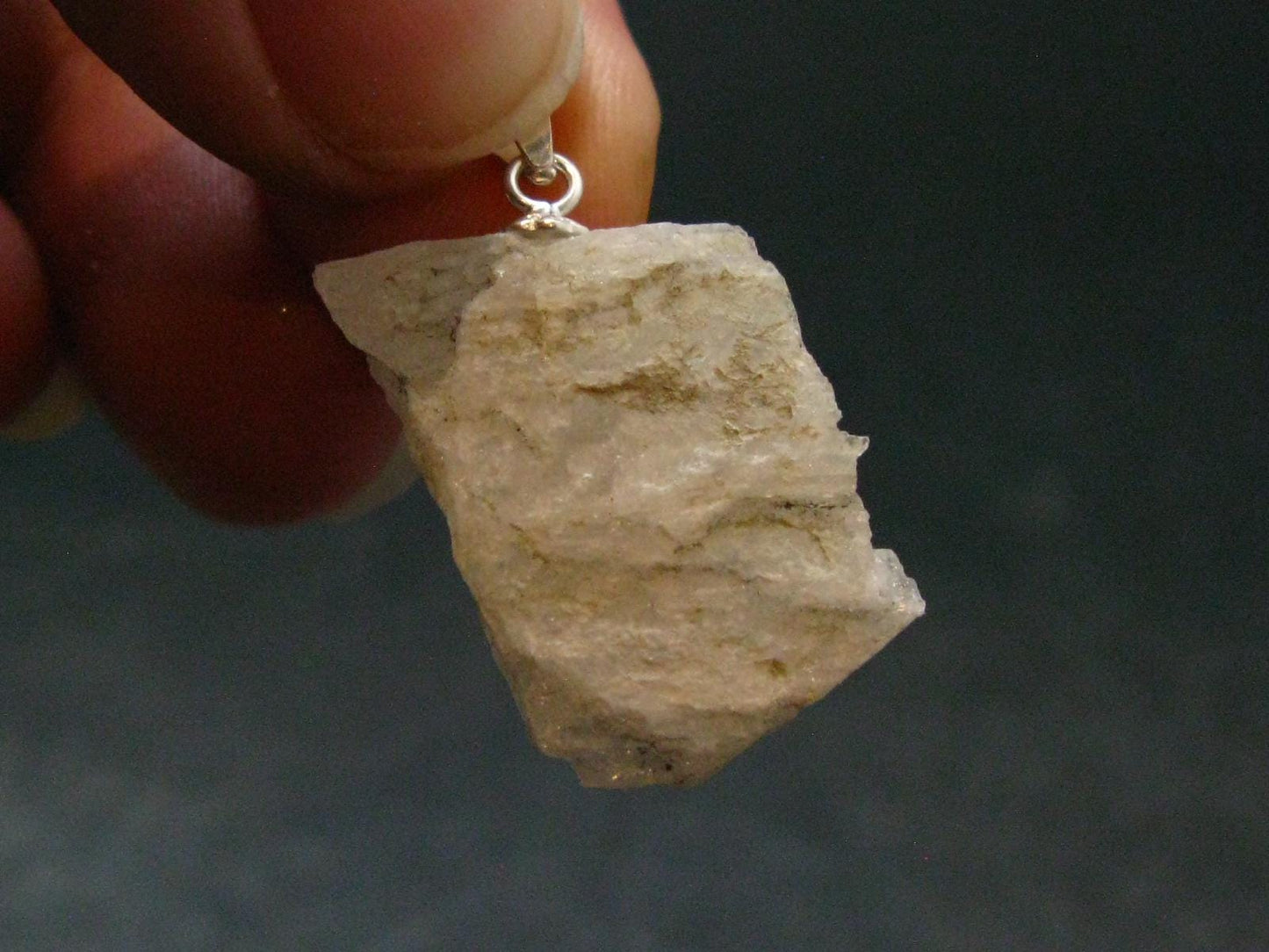 Natrolite Sterling Silver Pendant Necklace From Indonesia - 1.1" - 2.34 Grams