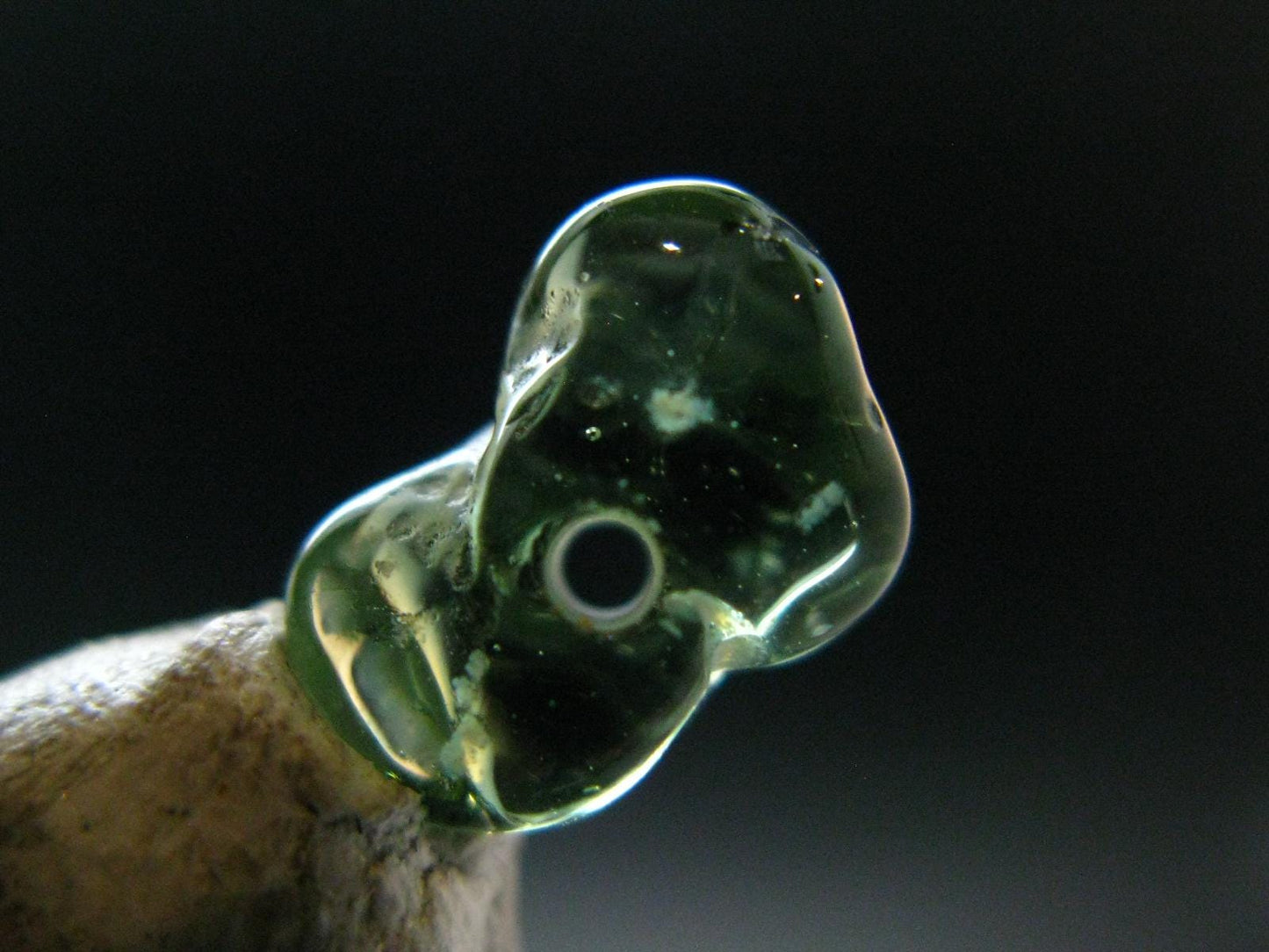 Moldavite Tektite Tumbled Bead from Czech Republic - 9 mm - 2.15 Carats