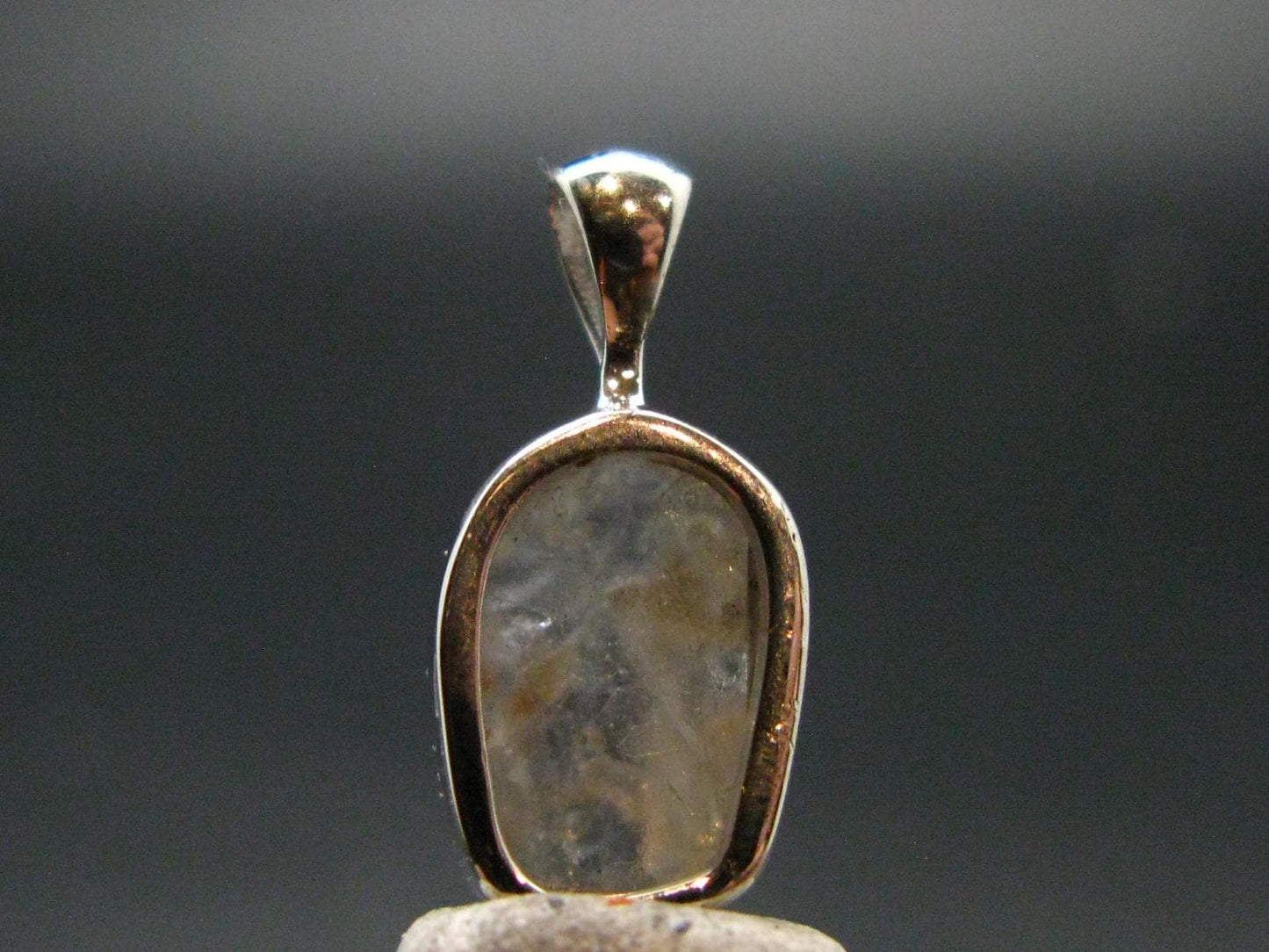 Gray Herderite Silver Pendant from Africa - 0.7" - 1.18 Grams