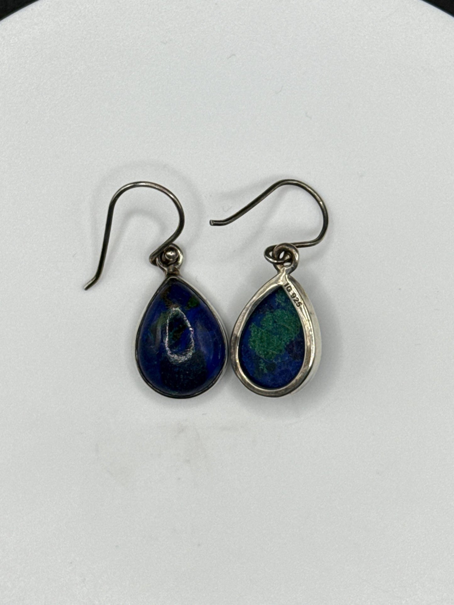 Azurite Teardrop Earrings | Sterling Silver Dangle | Blue Crystal Jewelry