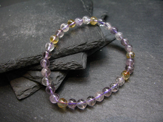 Ametrine Genuine Bracelet ~ 7 Inches ~ 6mm Round Beads