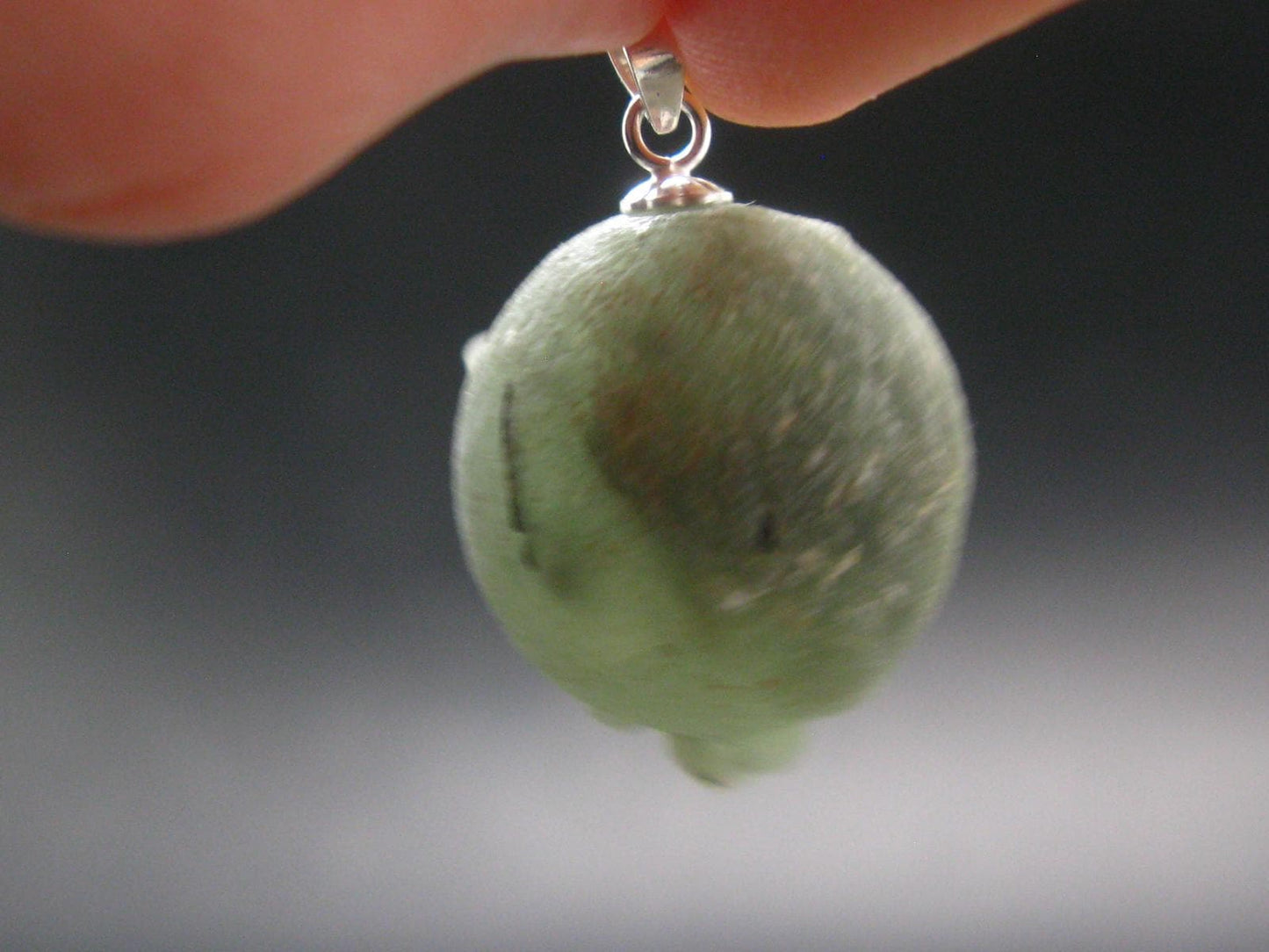 Complete Prehnite Sterling Silver Pendant from Mali - 1.1" - 7.93 Grams