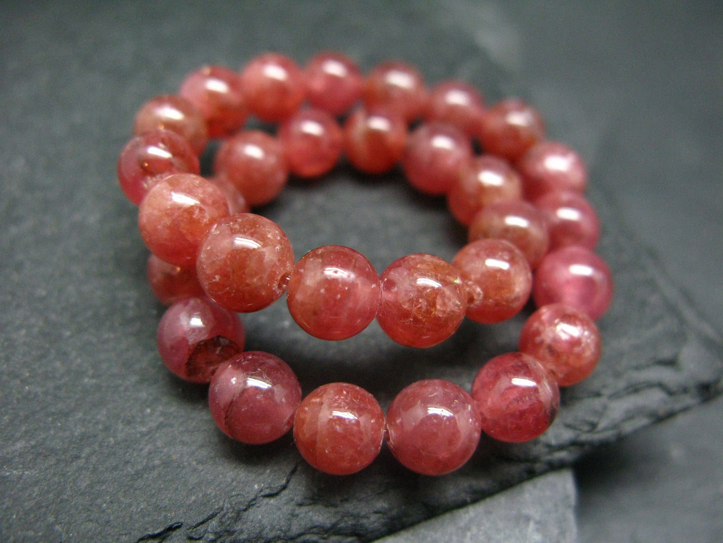 Rhodochrosite Genuine Bracelet ~ 7 Inches ~ 7mm Round Beads