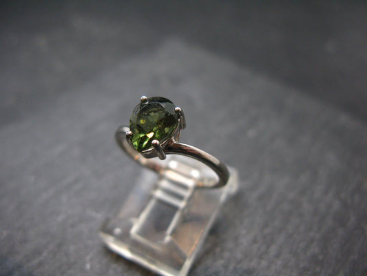 Moldavite Sterling Silver Ring From Czech Republic - Size 5.2 - 1.88 Grams