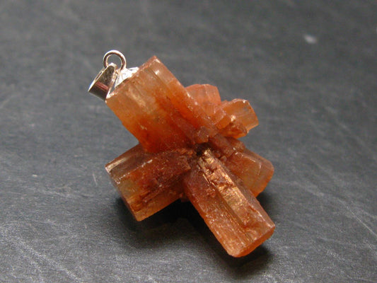 Terminated Aragonite Crystal Silver Pendant from Morocco - 1.3" - 6.20 Grams