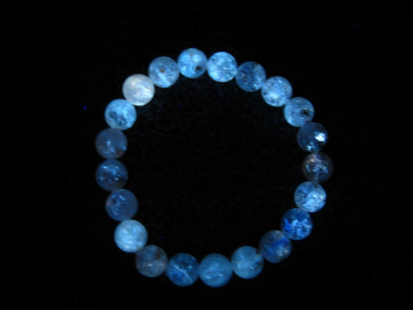 Rare Petroleum Oil In Quartz Crystal Bracelet - 7 Inches - 9mm Round Beads
