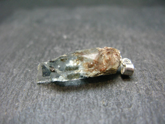 Aquamarine Crystal Silver Pendant From Namibia - 1.1" - 1.76 Grams