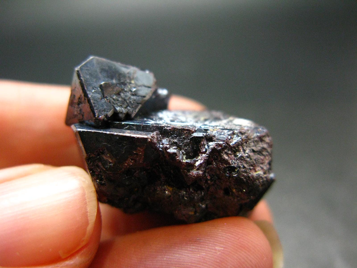 Metallic Silver Black Cuprite Sharp Octahedral Crystal From Russia - 26.75 Grams